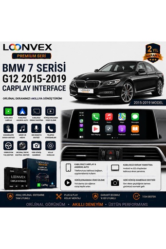 LOONVEX Premium BMW 7 Serisi G12 2015-2019 CarPlay Interface – Kablosuz CarPlay & Android Auto