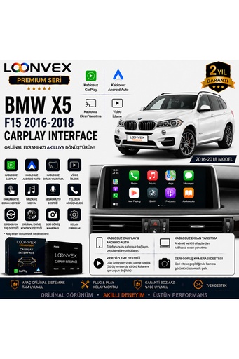 LOONVEX Premium BMW X5 F15 2016-2018 CarPlay Interface – Kablosuz CarPlay & Android Auto