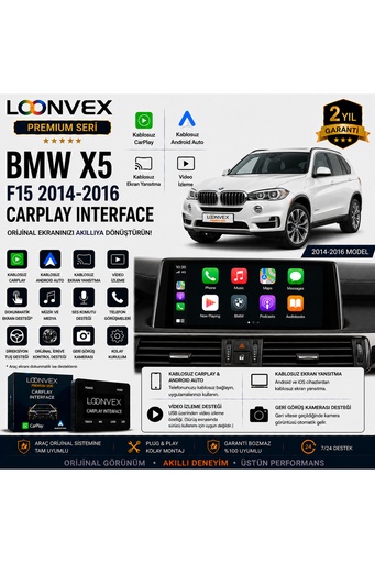 LOONVEX Premium BMW X5 F15 2014-2016 CarPlay Interface – Kablosuz CarPlay & Android Auto