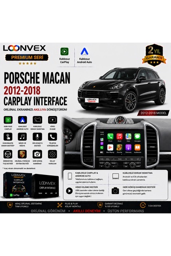 LOONVEX Premium Porsche Macan 2012-2018 CarPlay Interface – Kablosuz CarPlay & Android Auto