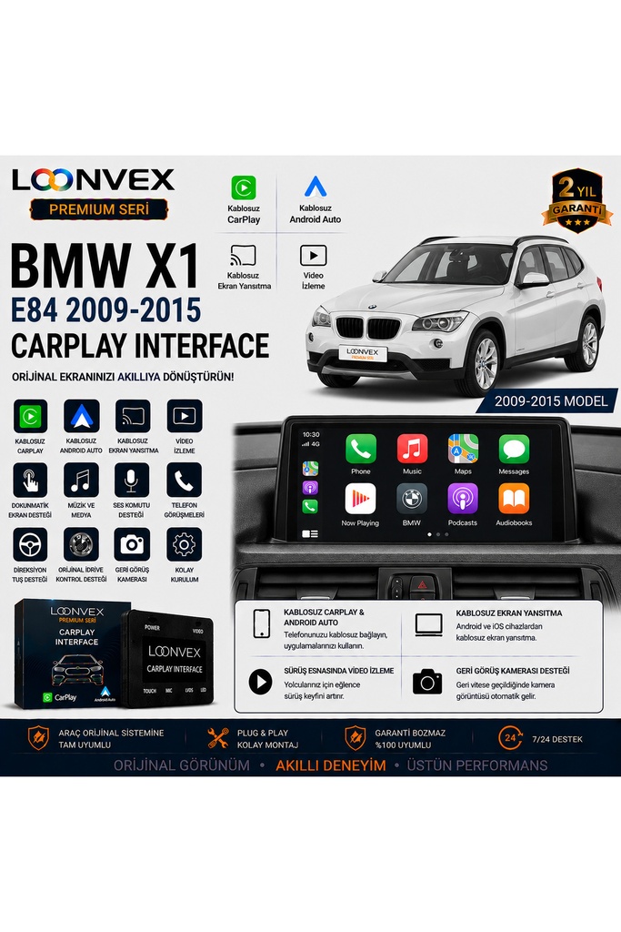 LOONVEX Premium BMW X1 E84 2009-2015 CarPlay Interface – Kablosuz CarPlay & Android Auto