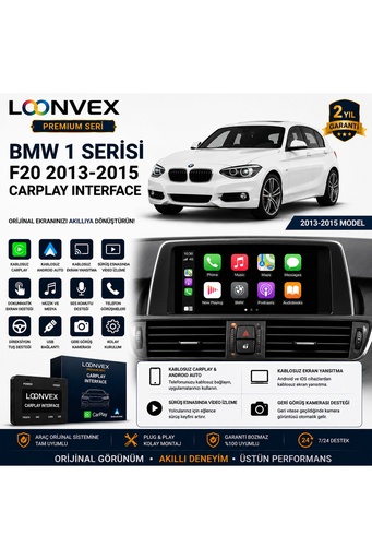 LOONVEX Premium BMW 1 Serisi F20 2013-2015 CarPlay Interface – Kablosuz CarPlay & Android Auto