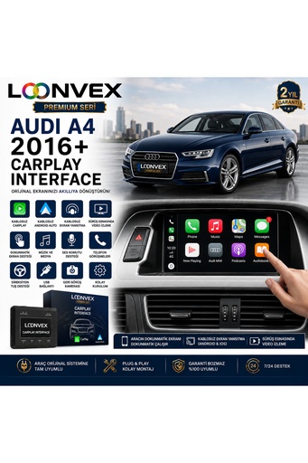 LOONVEX Premium Audi A4 2016+ CarPlay Interface – Kablosuz CarPlay & Android Auto