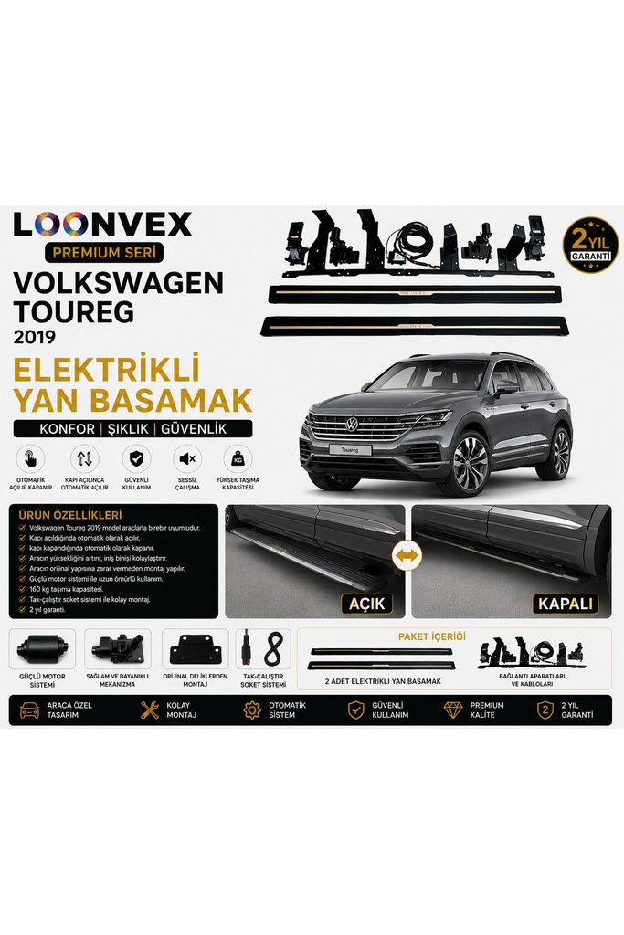 LOONVEX Premium Volkswagen Touareg 2019 Elektrikli Yan Basamak Otomatik Açılır Kapanır