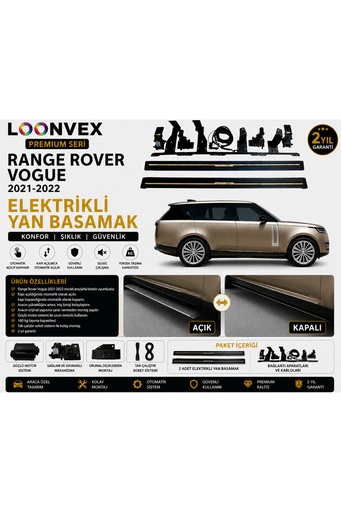 LOONVEX Premium Range Rover Vogue 2021-2022 Elektrikli Yan Basamak Otomatik Açılır Kapanır