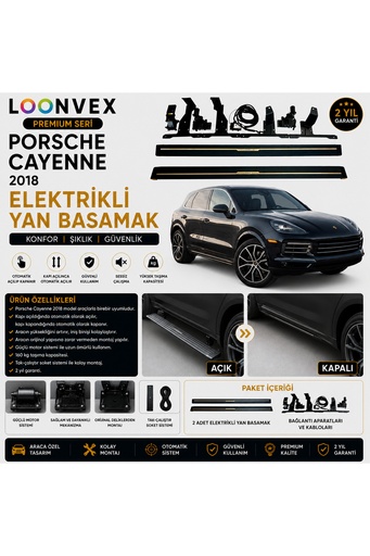 LOONVEX Premium Porsche Cayenne 2018 Elektrikli Yan Basamak Otomatik Açılır Kapanır
