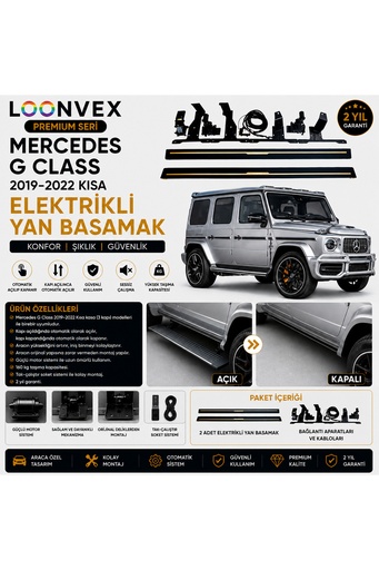 LOONVEX Premium Mercedes G Class 2019-2022 Kısa Kasa Elektrikli Yan Basamak Otomatik Açılır Kapanır