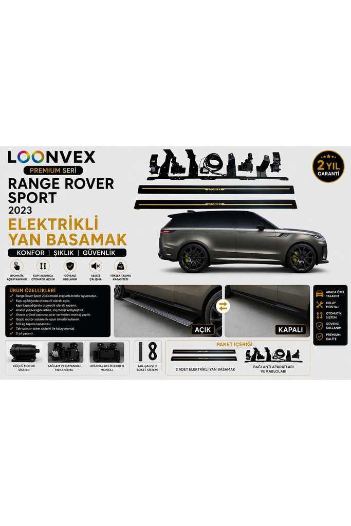 LOONVEX Premium Range Rover Sport 2023 Elektrikli Yan Basamak Otomatik Açılır Kapanır