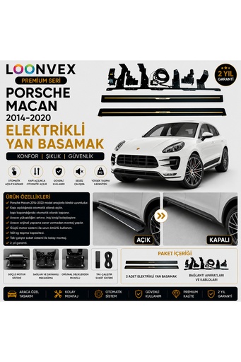 LOONVEX Premium Porsche Macan 2014-2020 Elektrikli Yan Basamak Otomatik Açılır Kapanır