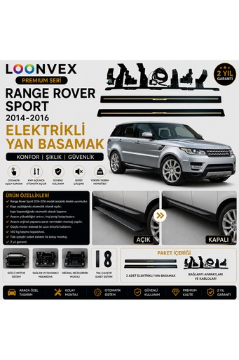 LOONVEX Premium Range Rover Sport 2014-2016 Elektrikli Yan Basamak Otomatik Açılır Kapanır
