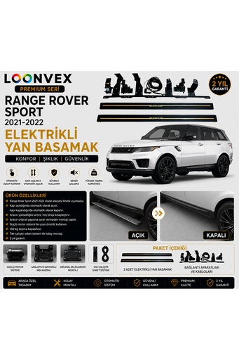 LOONVEX Premium Range Rover Sport 2021-2022 Elektrikli Yan Basamak Otomatik Açılır Kapanır