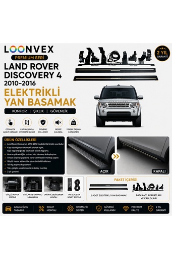 LOONVEX Premium Land Rover Discovery 4 2010-2016 Elektrikli Yan Basamak Otomatik Açılır Kapanır
