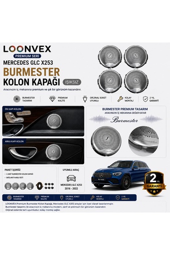 LOONVEX Premium Mercedes GLC X253 Burmester Kolon Kapağı Işıksız 4 Parça Set