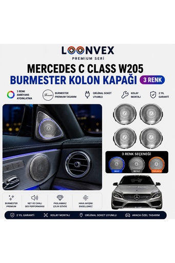 LOONVEX Premium Mercedes C Class W205 Burmester Kolon Kapağı 3 Renk Ambiyans Aydınlatmalı Set