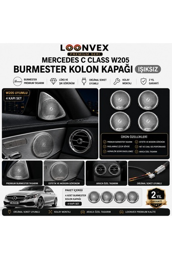 LOONVEX Premium Mercedes C Class W205 Burmester Kolon Kapağı Işıksız 4 Kapı Set