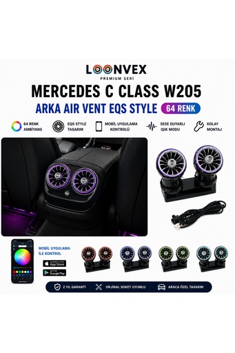 LOONVEX Premium Mercedes C Class W205 Arka Air Vent EQS Style 64 Renk Ambiyans Aydınlatma