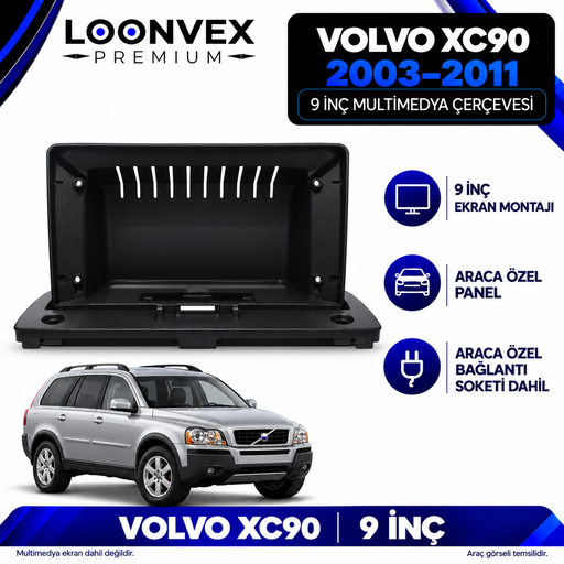 LOONVEX Volvo XC90 2003–2011 9 İnç Multimedya Çerçeve + Soket Seti