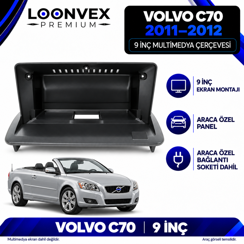 LOONVEX Volvo C70 2011–2012 9 İnç Multimedya Çerçeve + Soket Seti