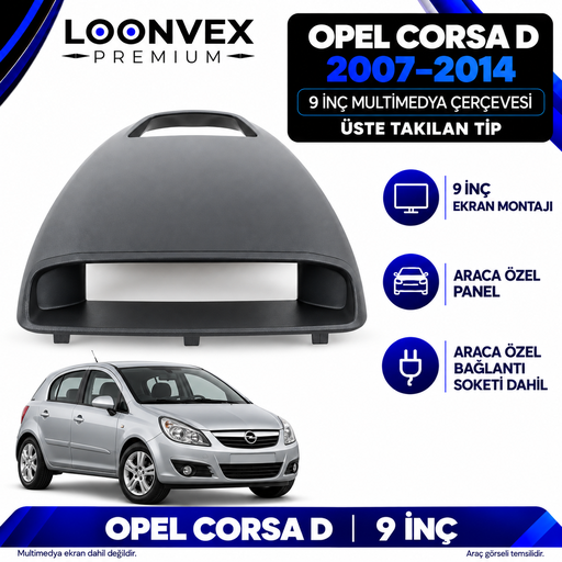 LOONVEX Opel Corsa D 2007–2014 9 İnç Multimedya Çerçeve + Soket Seti — Üste takılan tip