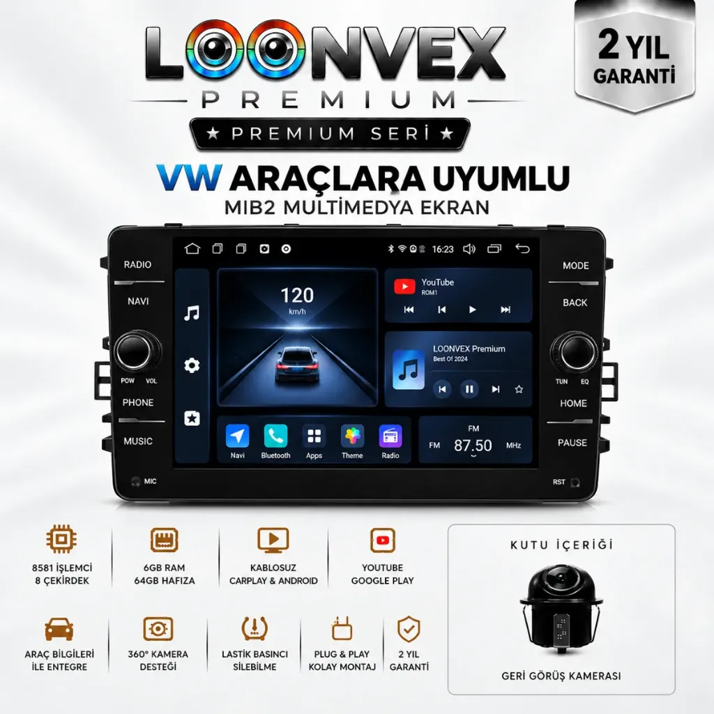 LOONVEX Volkswagen Crafter 2020–2022 MIB2 Multimedya Ekran 8 Çekirdek 6GB RAM 64GB