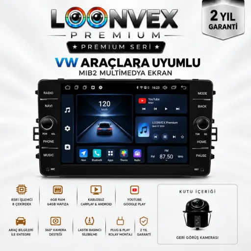 LOONVEX Volkswagen T-Roc A11 2018–2026 MIB2 Multimedya Ekran 8 Çekirdek 6GB RAM 64GB