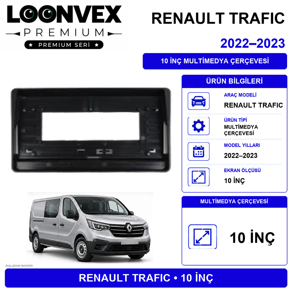 LOONVEX RENAULT TRAFIC 2022–2023 10 İnç Multimedya Çerçevesi