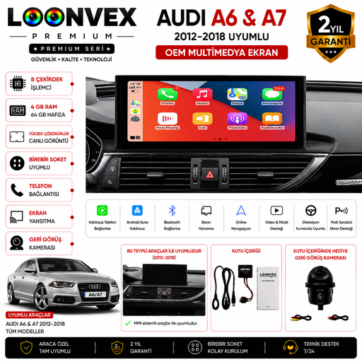 LOONVEX PREMIUM Audi A6 / A7 2012-2018 OEM Multimedya Ekran | 8 Çekirdek | 4GB RAM | 64GB Hafıza
