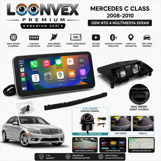 LOONVEX Premium Mercedes C Class 2008-2010 OEM NTG 4 Multimedya Ekran