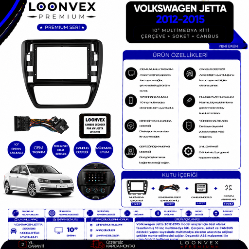 LOONVEX Premium Volkswagen Passat B5 1997-2005 9 İnç Multimedya Çerçeve ve Montaj Kiti