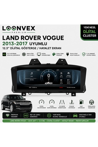 LOONVEX Premium Land Rover Range Rover 2013-2017 12.3 İnç Dijital Gösterge – Hayalet Ekran