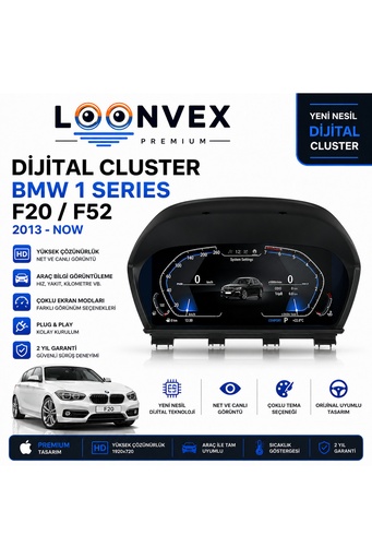 LOONVEX Premium BMW 1 Serisi F20/F52 Dijital Gösterge – Hayalet Ekran