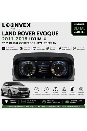 LOONVEX Premium Range Rover Evoque 2011-2018 12.3” Dijital Gösterge – Hayalet Ekran