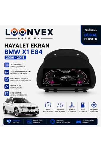 LOONVEX Premium BMW X1 E84 2006-2015 Dijital Gösterge – Hayalet Ekran