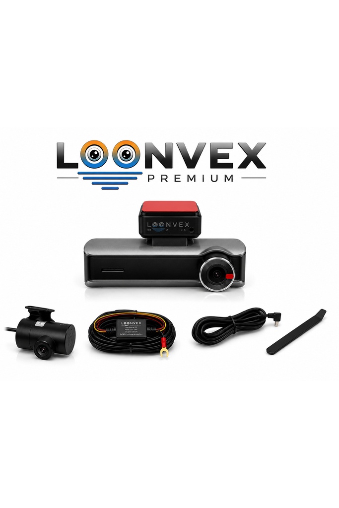LOONVEX Premium Dokunmatik 3 Bölge 4K+2K+2K Araç Kayıt Kamerası – 7/24 Kayıt, 360° Görüş, WiFi, GPS, ADAS, G-Sensör