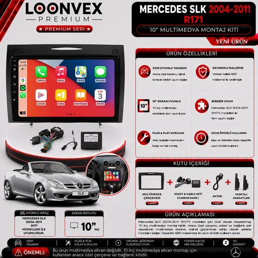LOONVEX PREMIUM MERCEDES SLK 2004-2011 R171 10" MULTİMEDYA MONTAJ KİTİ