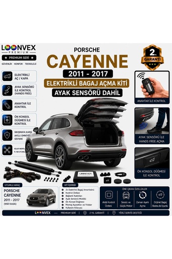 LOONVEX Porsche Cayenne 958 2011-2017 Uyumlu Elektrikli Bagaj Açma Kiti Ayak Sensörlü 2 Yıl Garantili