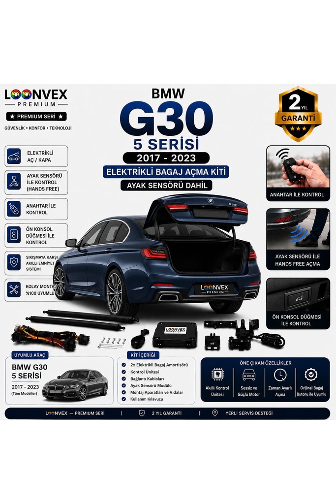 LOONVEX BMW 3 Serisi G20 2019-2022 Uyumlu Elektrikli Bagaj Açma Kiti Ayak Sensörlü 2 Yıl Garantili