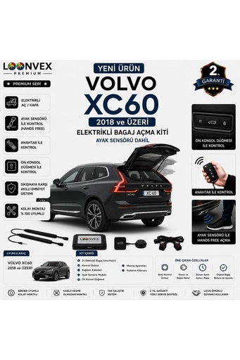 LOONVEX Volvo XC60 2018+ Uyumlu Elektrikli Bagaj Açma Kiti Ayak Sensörlü 2 Yıl Garantili