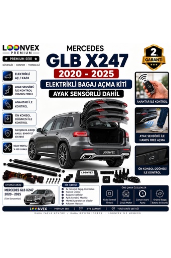 LOONVEX Mercedes GLB X247 2020-2023 Uyumlu Elektrikli Bagaj Açma Kiti Ayak Sensörlü 2 Yıl Garantili