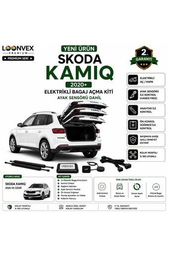 LOONVEX Skoda Kamiq 2020+ Uyumlu Elektrikli Bagaj Açma Kiti Ayak Sensörlü 2 Yıl Garantili
