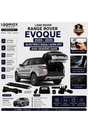 LOONVEX Range Rover Evoque 2020 ve Sonrası Uyumlu Elektrikli Bagaj Açma Kiti Ayak Sensörlü 2 Yıl Garantili