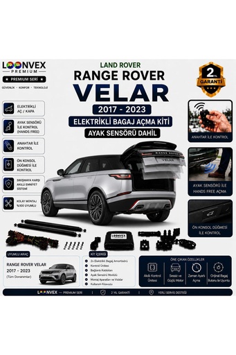 LOONVEX Range Rover Velar 2017-2023 Uyumlu Elektrikli Bagaj Açma Kiti Ayak Sensörlü 2 Yıl Garantili