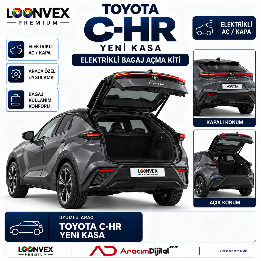 LOONVEX Toyota C-HR Yeni Kasa AX20 2023–2026 Elektrikli Bagaj Açma Kiti