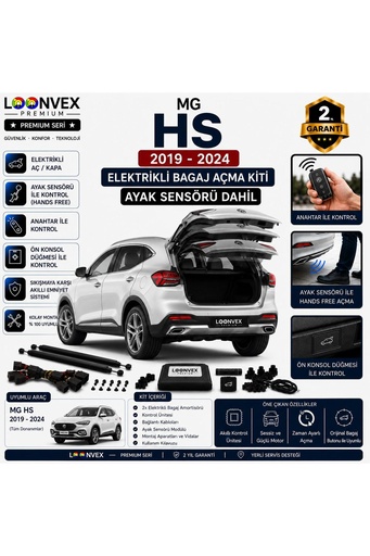 LOONVEX MG HS 2019-2024 Uyumlu Elektrikli Bagaj Açma Kiti Ayak Sensörlü 2 Yıl Garantili