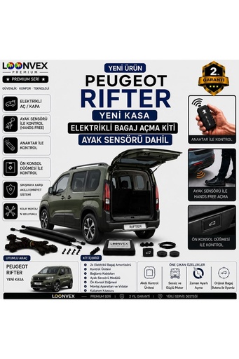 LOONVEX Peugeot Rifter K9 2018+ Uyumlu Elektrikli Bagaj Açma Kiti Ayak Sensörlü 2 Yıl Garantili
