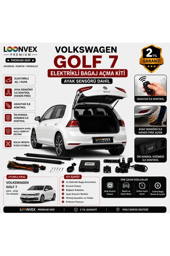 LOONVEX VW Golf 7 2013-2017 Uyumlu Elektrikli Bagaj Açma Kiti Ayak Sensörlü 2 Yıl Garantili