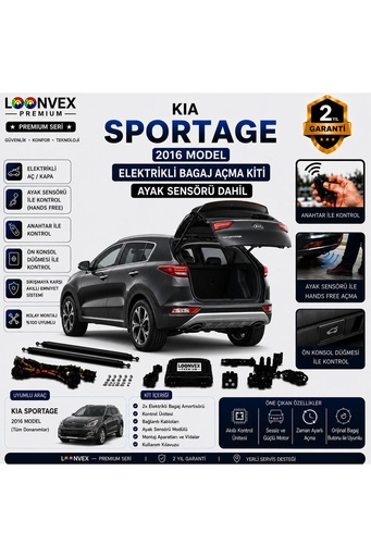 LOONVEX Kia Sportage 2016-2021 Uyumlu Elektrikli Bagaj Açma Kiti Ayak Sensörlü 2 Yıl Garantili