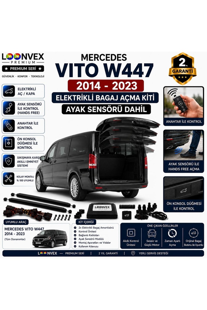 LOONVEX Mercedes Vito W447 2014-2023 Uyumlu Elektrikli Bagaj Açma Kiti Ayak Sensörlü 2 Yıl Garantili