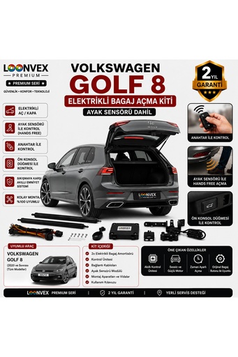 LOONVEX VW Golf 8 2020+ Uyumlu Elektrikli Bagaj Açma Kiti Ayak Sensörlü 2 Yıl Garantili