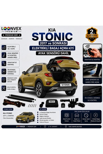 LOONVEX Kia Stonic 2017 ve Sonrası Uyumlu Elektrikli Bagaj Açma Kiti Ayak Sensörlü 2 Yıl Garantili